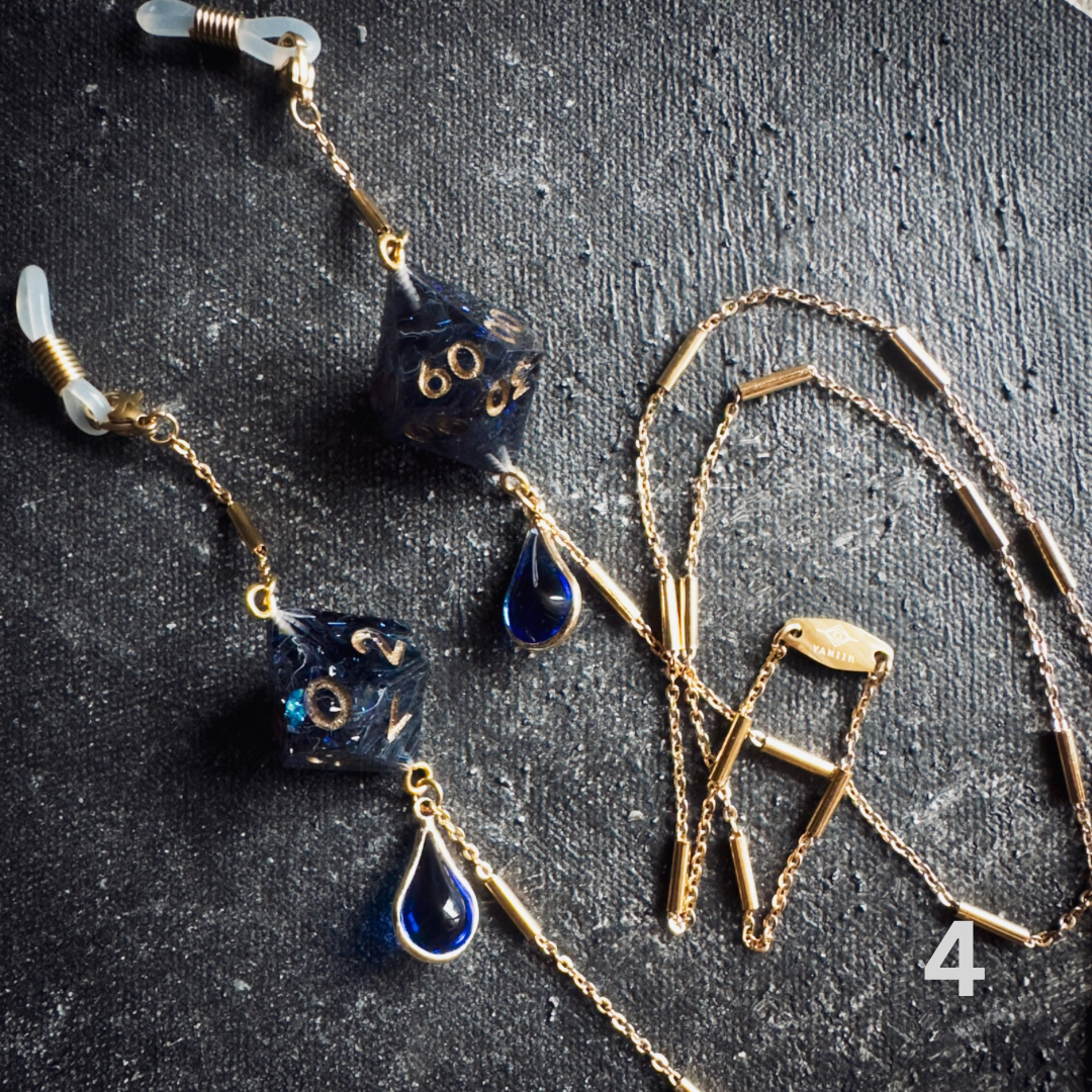 Handmade Dice Glasses Chains || Gold