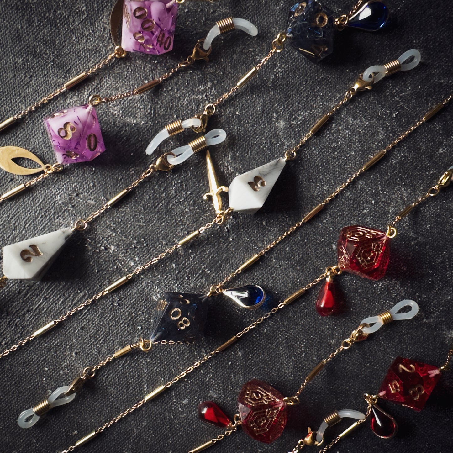 Handmade Dice Glasses Chains || Gold