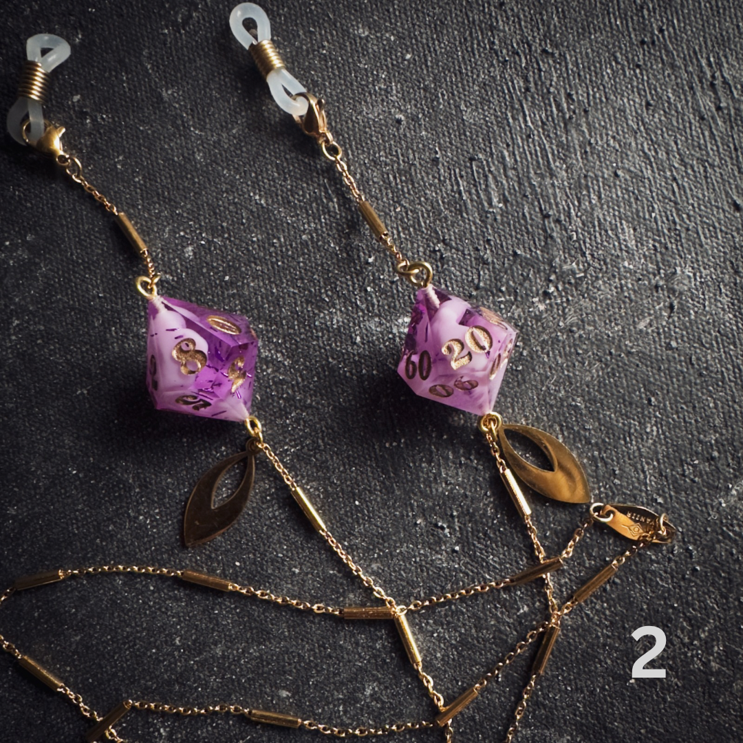Handmade Dice Glasses Chains || Gold