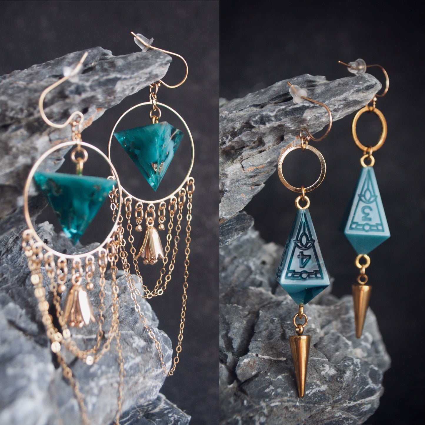 Dice Earrings || Gold
