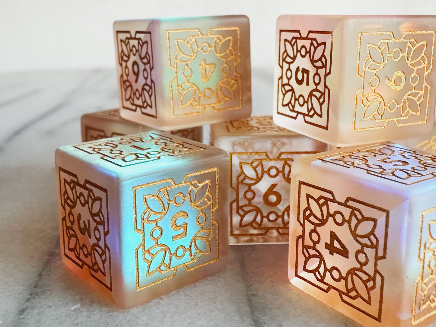 Reliquary of the Morninglord || Frosted Rainbow Glass 7D6 Set
