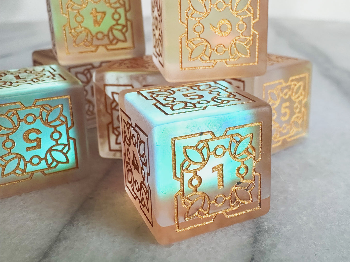 Reliquary of the Morninglord || Frosted Rainbow Glass 7D6 Set