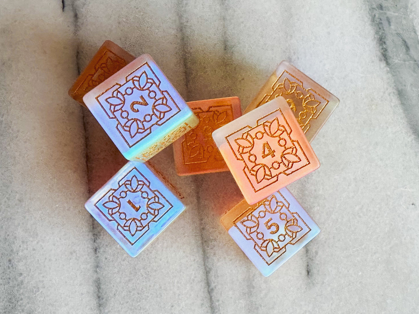 Reliquary of the Morninglord || Frosted Rainbow Glass 7D6 Set