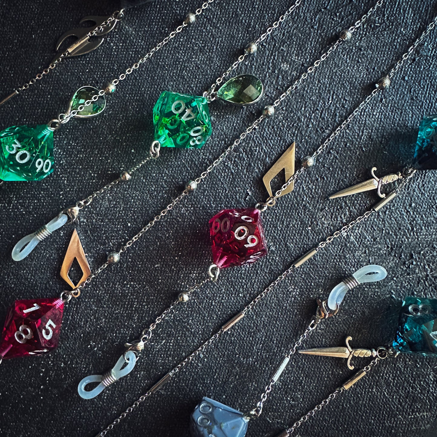 Handmade Dice Glasses Chains || Silver
