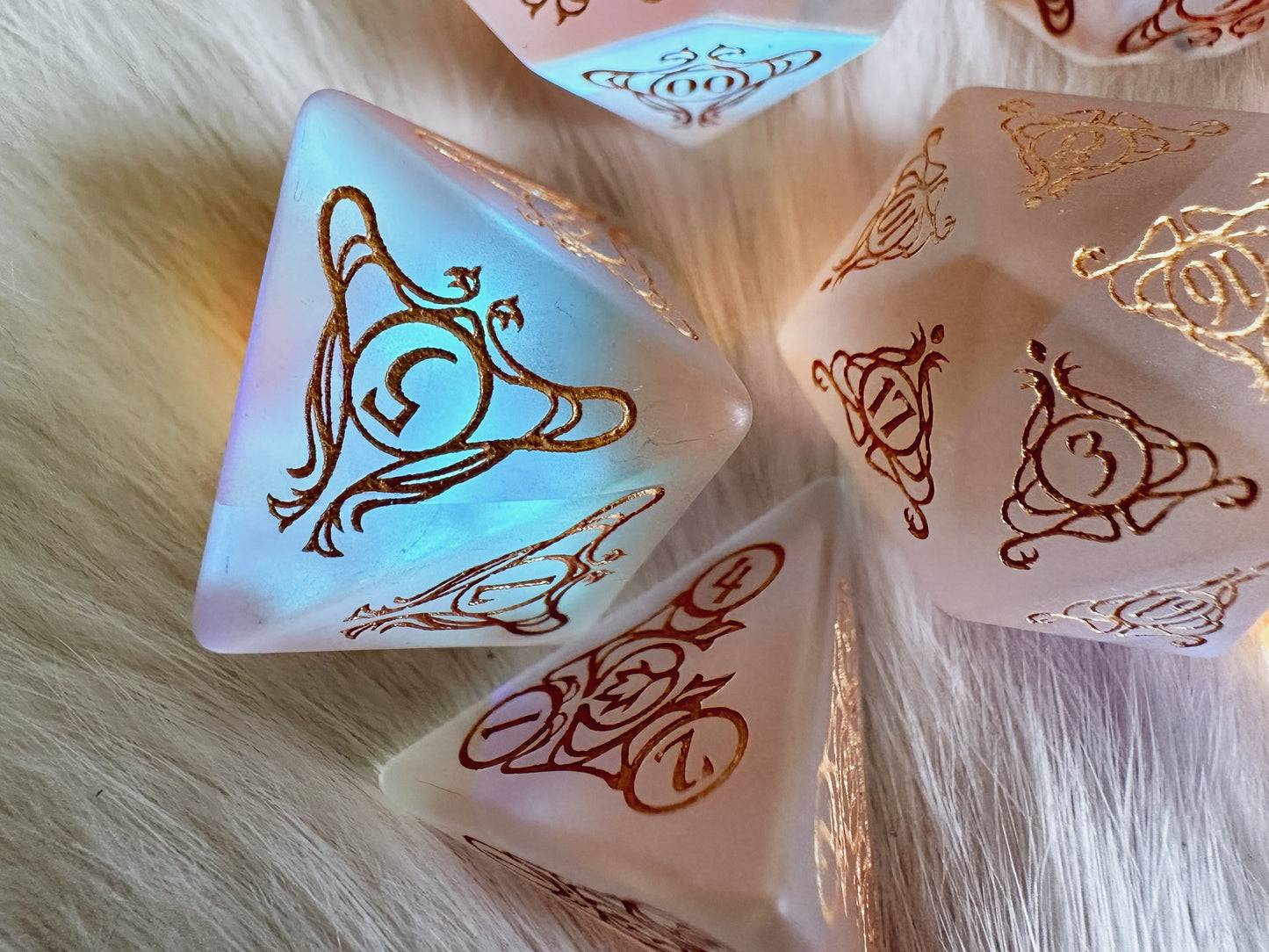 Aria of the Morninglord || Frosted Rainbow Glass Dice