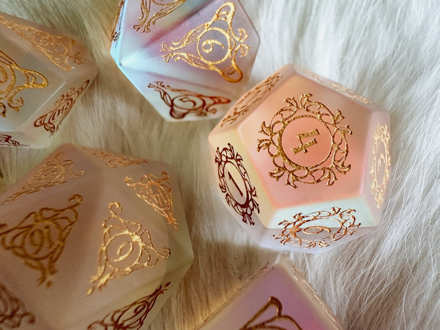 Aria of the Morninglord || Frosted Rainbow Glass Dice