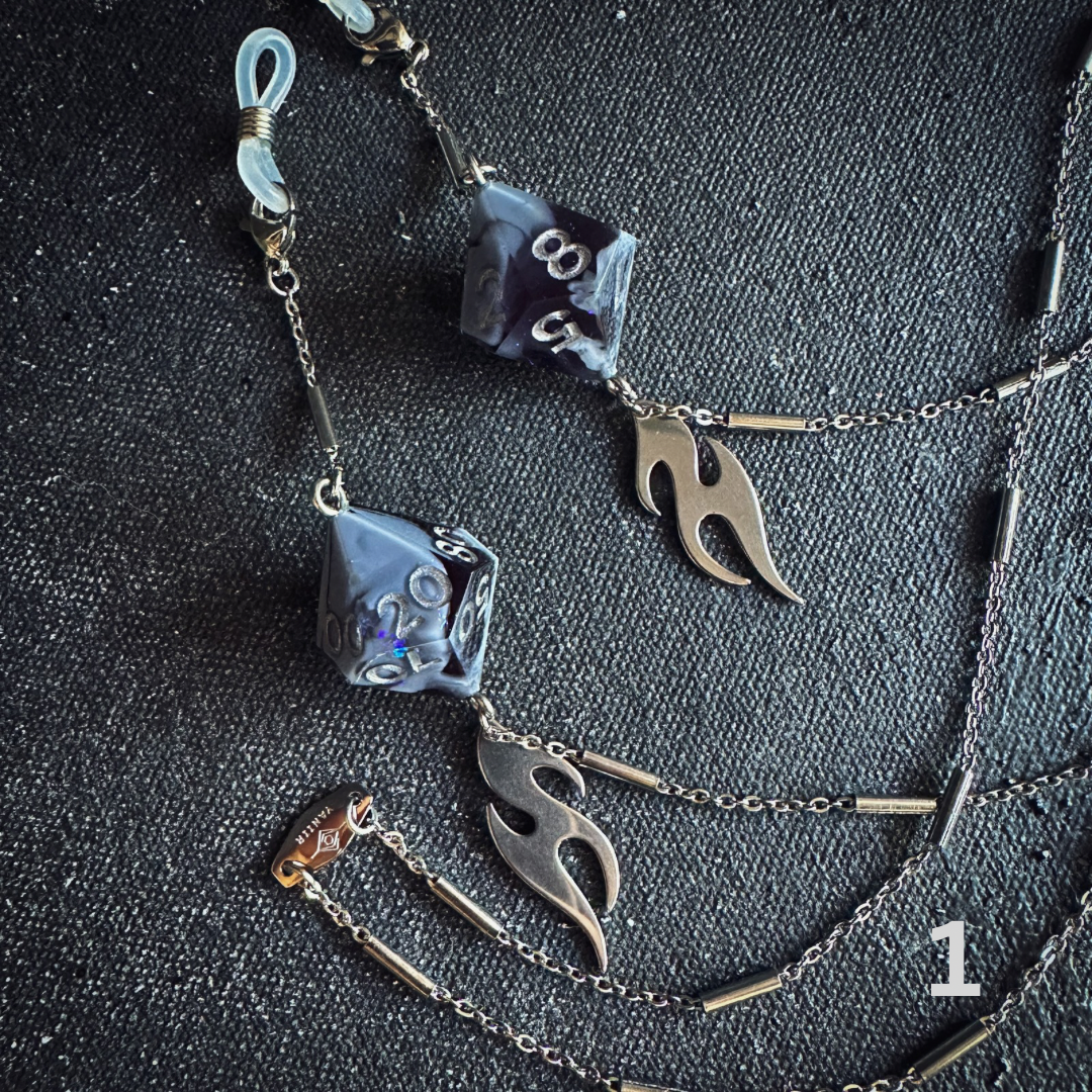 Handmade Dice Glasses Chains || Silver