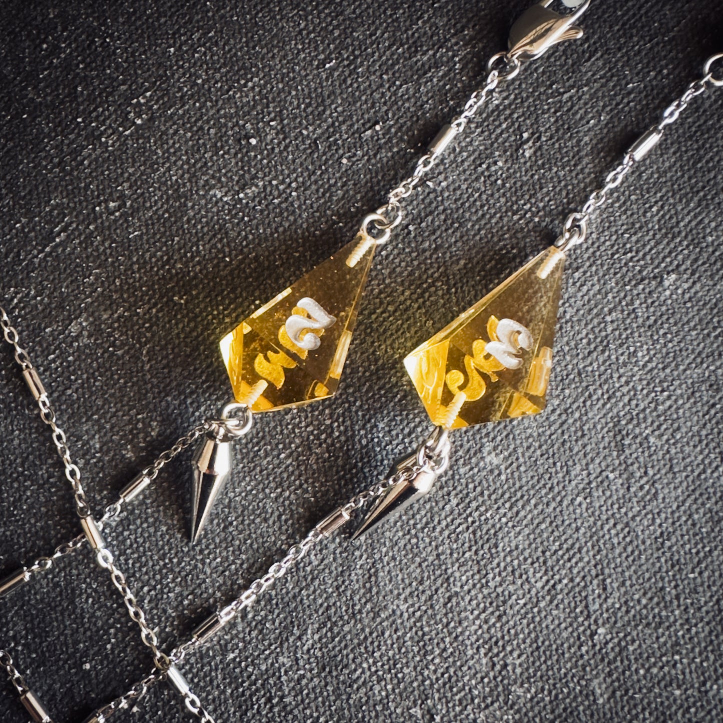 Amber Yellow D4 // Silver Glasses Chains // 01