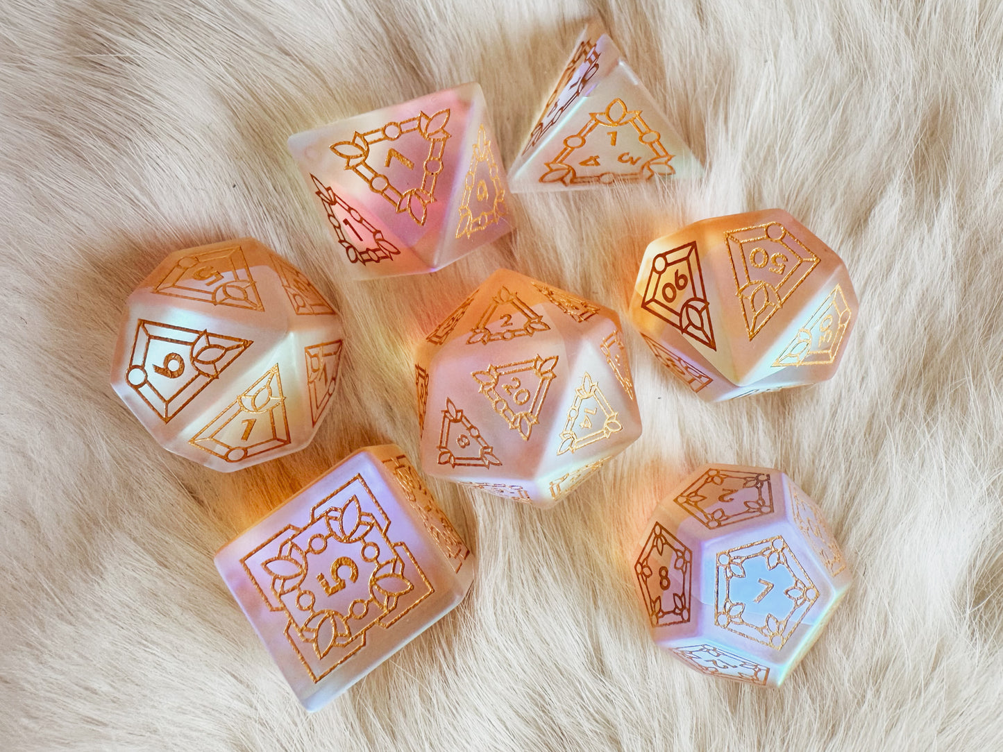 Reliquary of the Morninglord || Frosted Rainbow Glass Dice