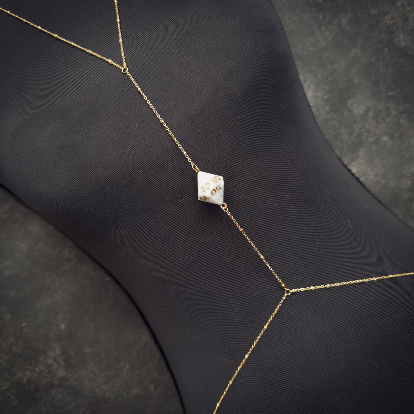 White Marbled D% // Gold Body Chain // 01