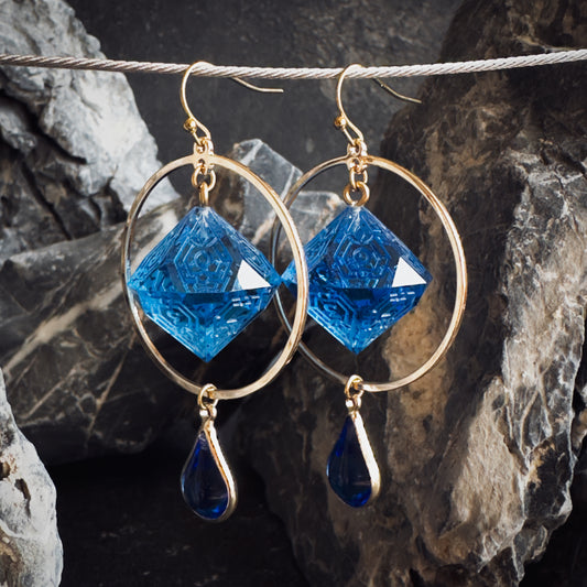 Blue D10 // Gold Earrings // 01