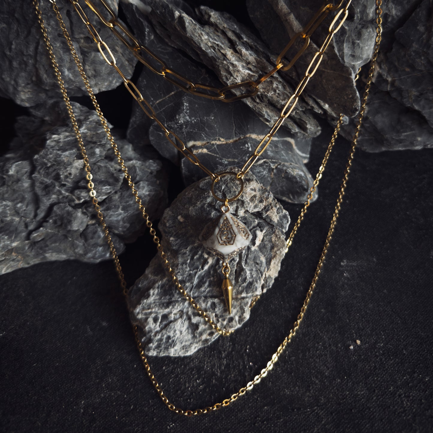 White D10 // Gold Gravity Necklace // 01