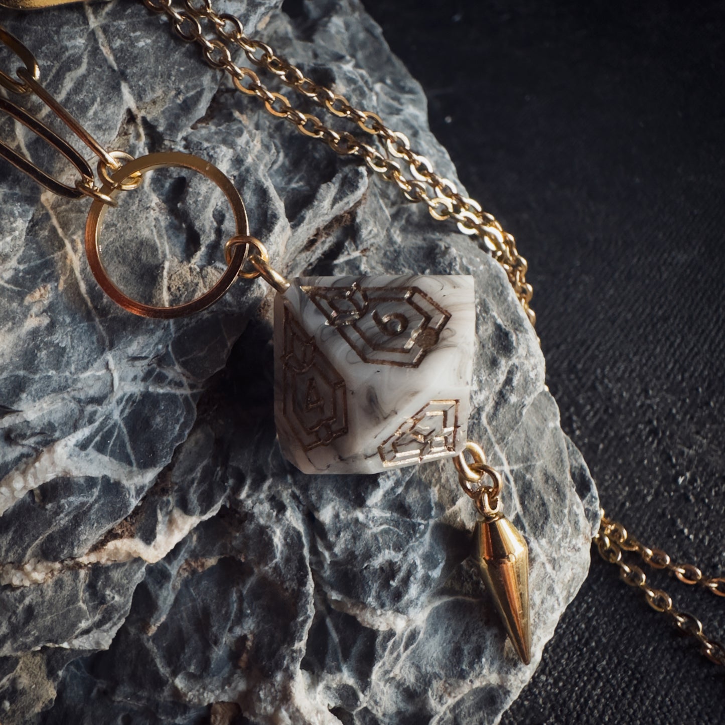 White D10 // Gold Gravity Necklace // 01