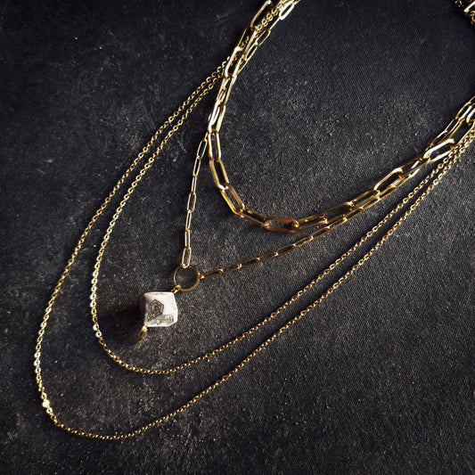 White D10 // Gold Gravity Necklace // 01