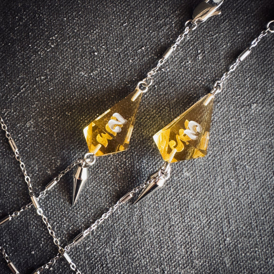 Amber Yellow D4 // Silver Glasses Chains // 01