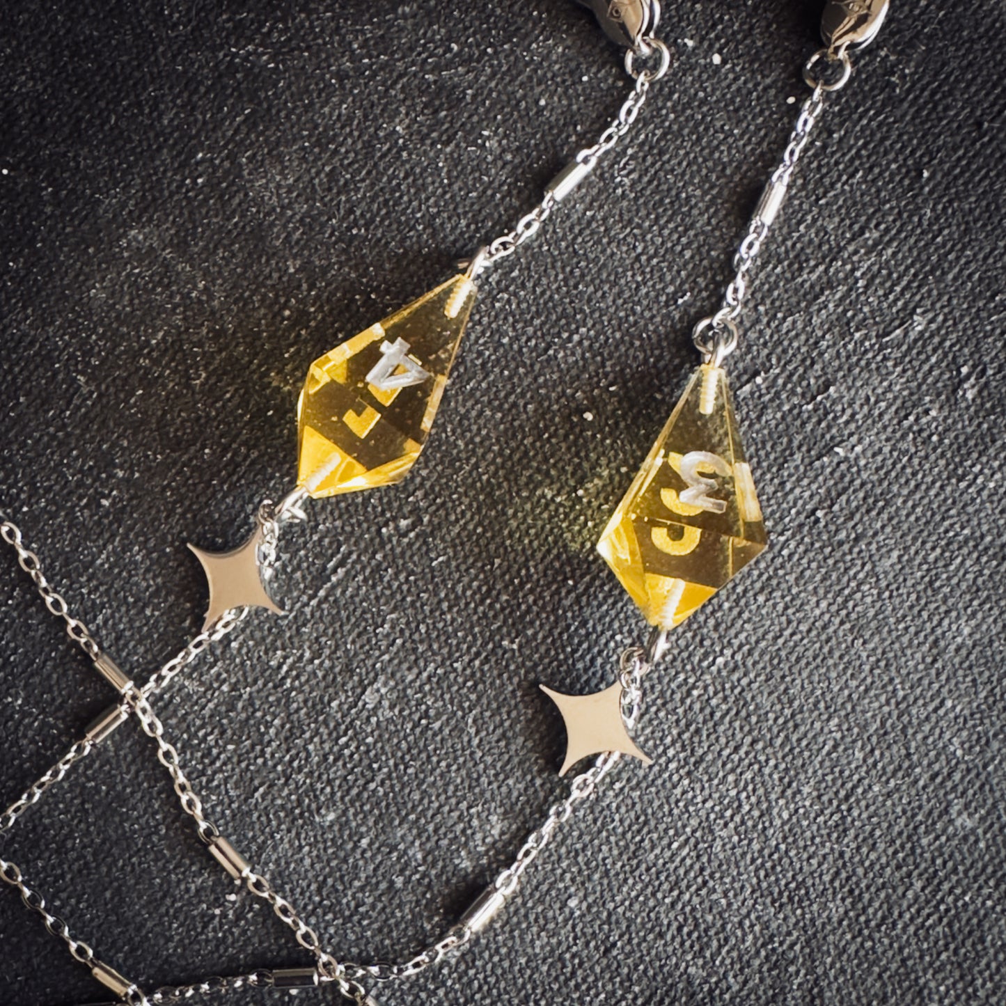 Amber Yellow D4 // Silver Glasses Chains // 03