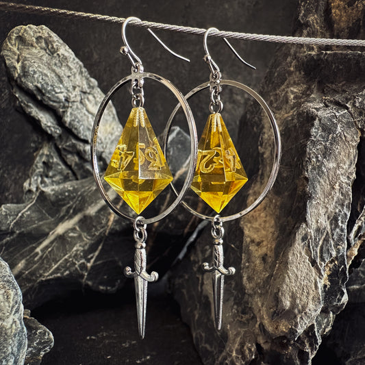 Amber Yellow D4 // Silver Earrings // 01