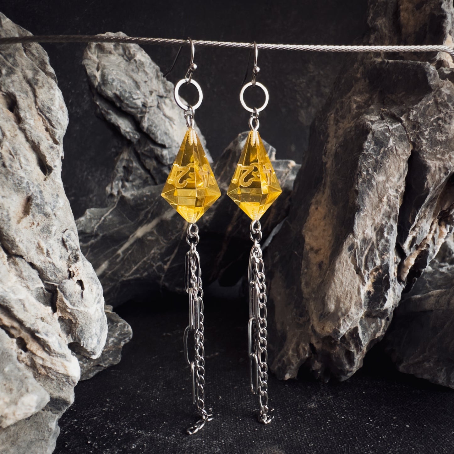 Amber Yellow D4 // Silver Earrings // 02
