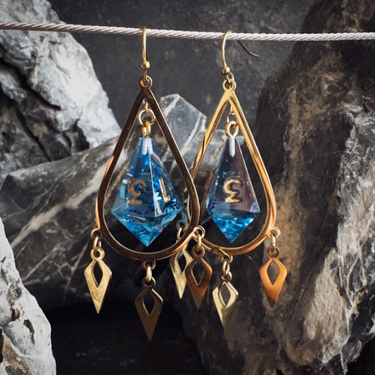 Blue D4 // Gold Earrings // 01