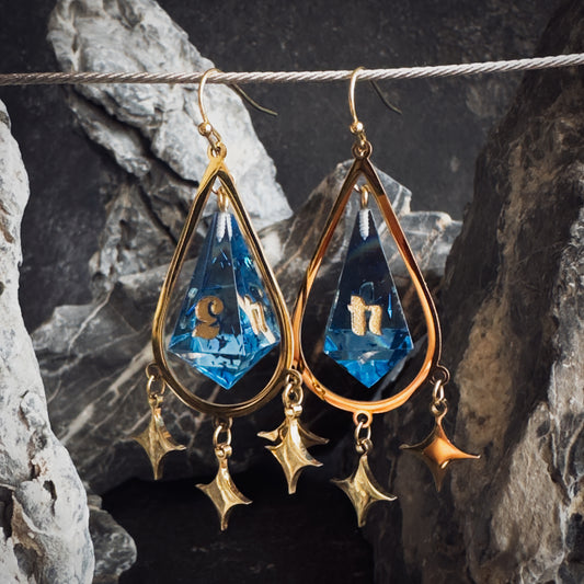 Blue D4 // Gold Earrings // 04