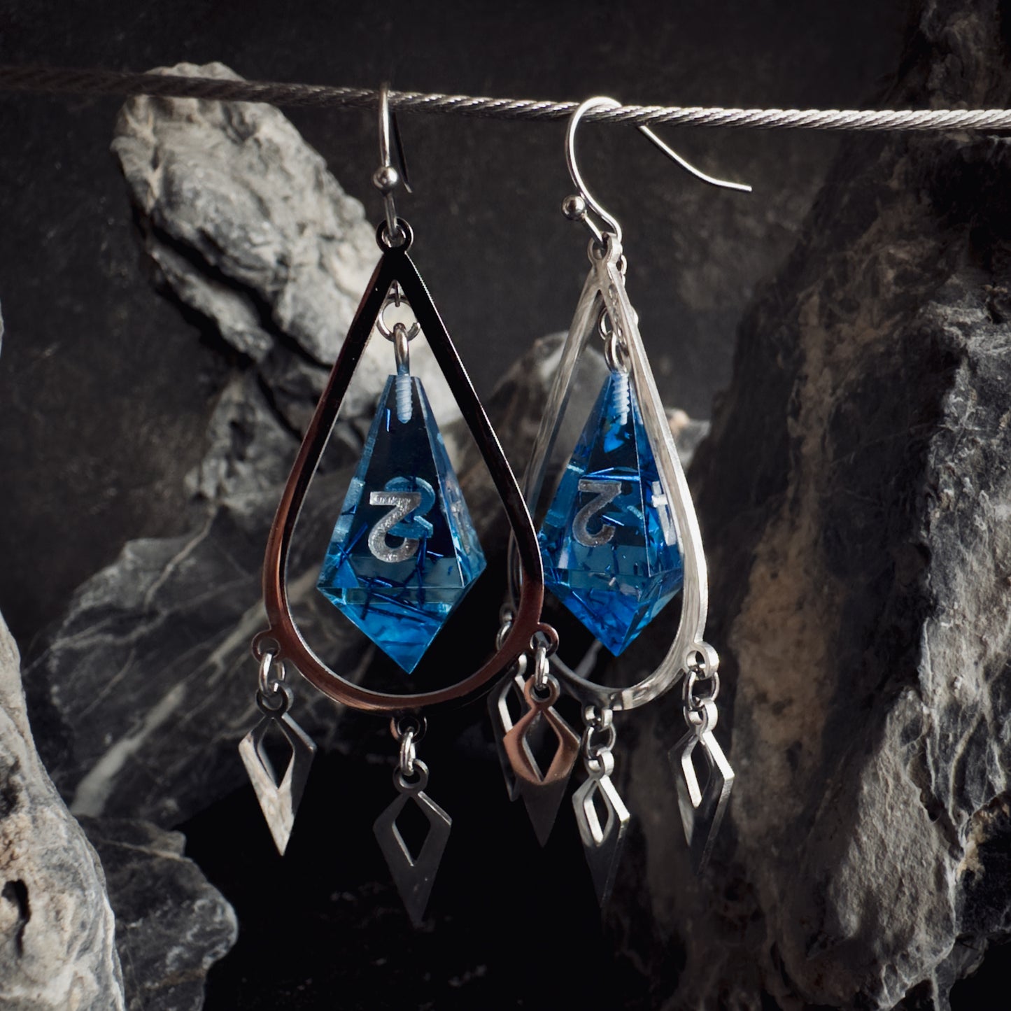 Blue D4 // Silver Earrings // 02