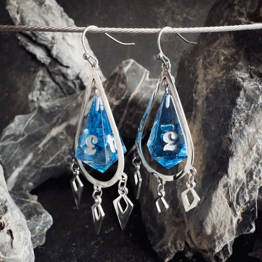 Blue D4 // Silver Earrings // 01