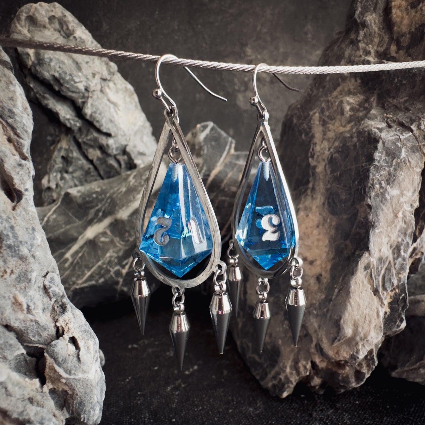 Blue D4 // Silver Earrings // 04