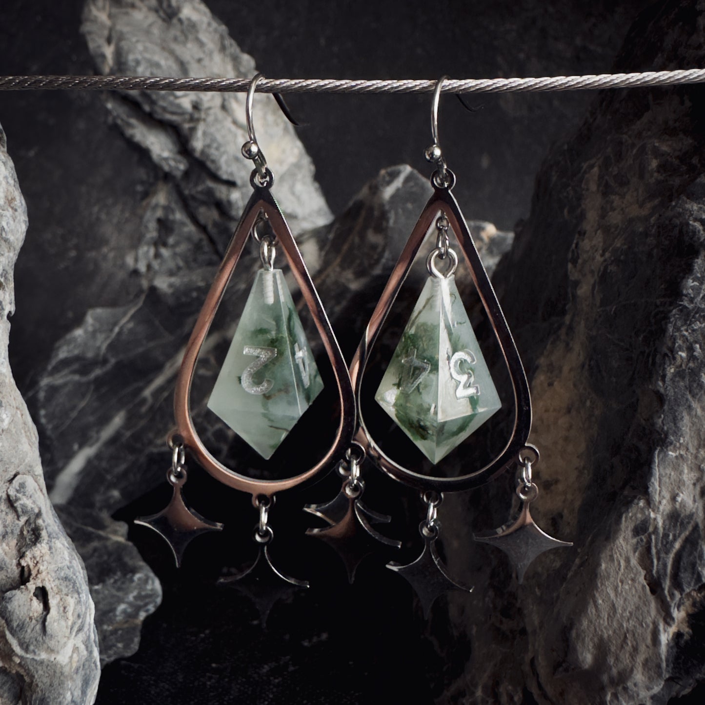 Mossy White D4 // Silver Earrings // 03