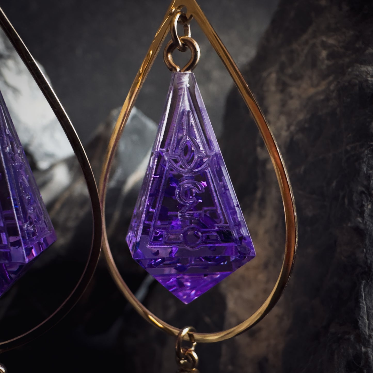 Purple D4 // Gold Earrings // 01