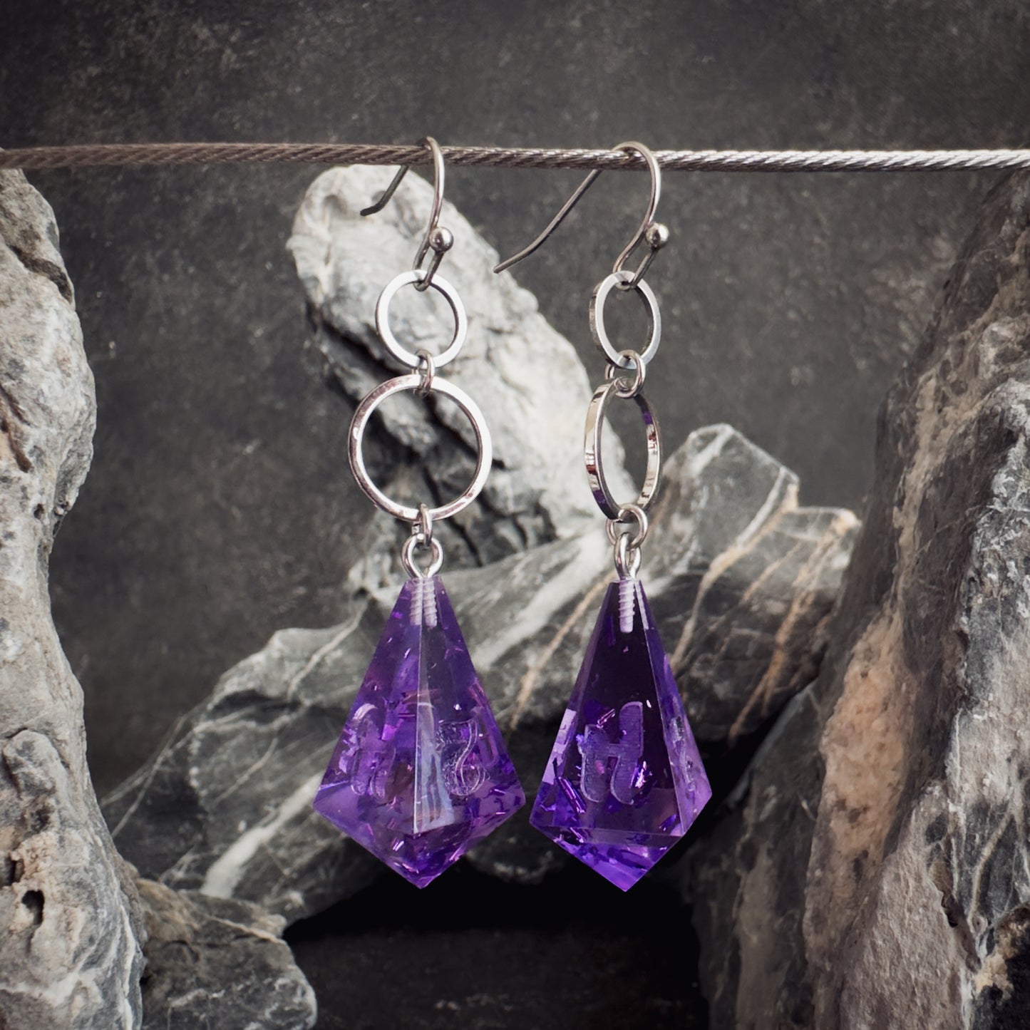Purple D4 // Silver Earrings // 01