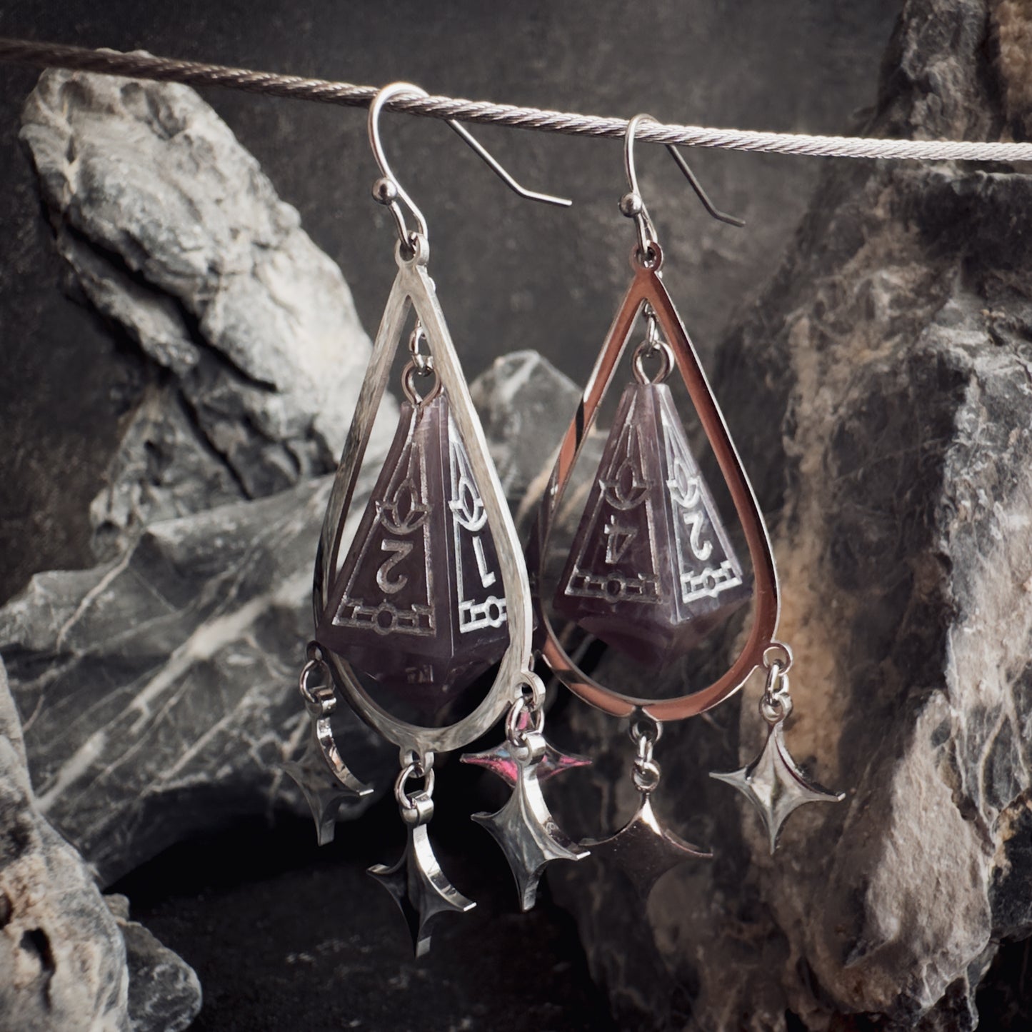 Black D4 // Silver Earrings // 02