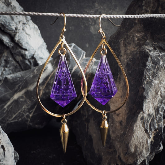 Purple D4 // Gold Earrings // 01