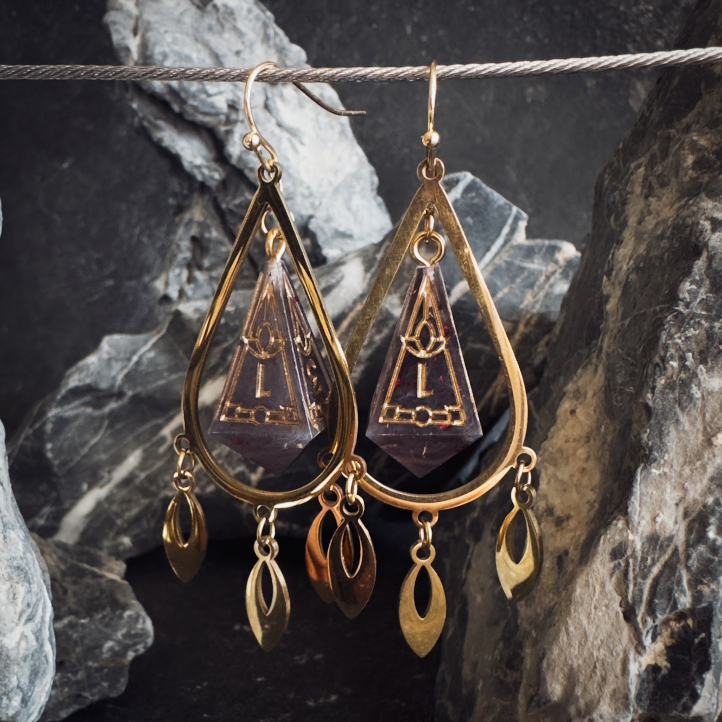 Black D4 // Gold Earrings // 02