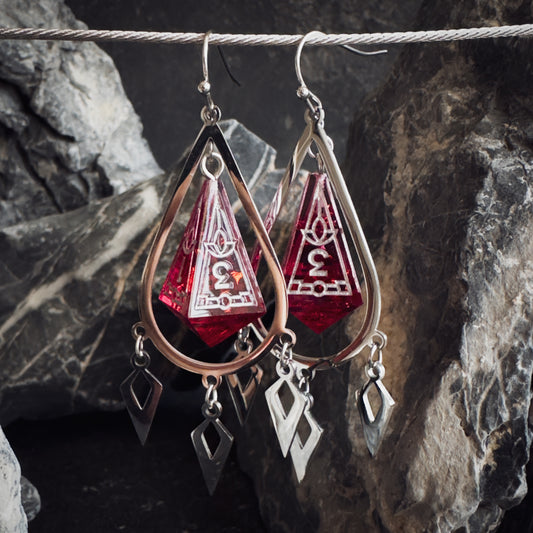 Red D4 // Silver Earrings // 04