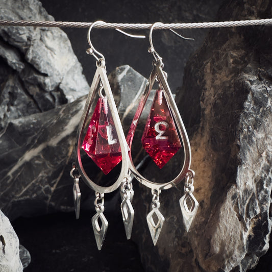 Red D4 // Silver Earrings // 02