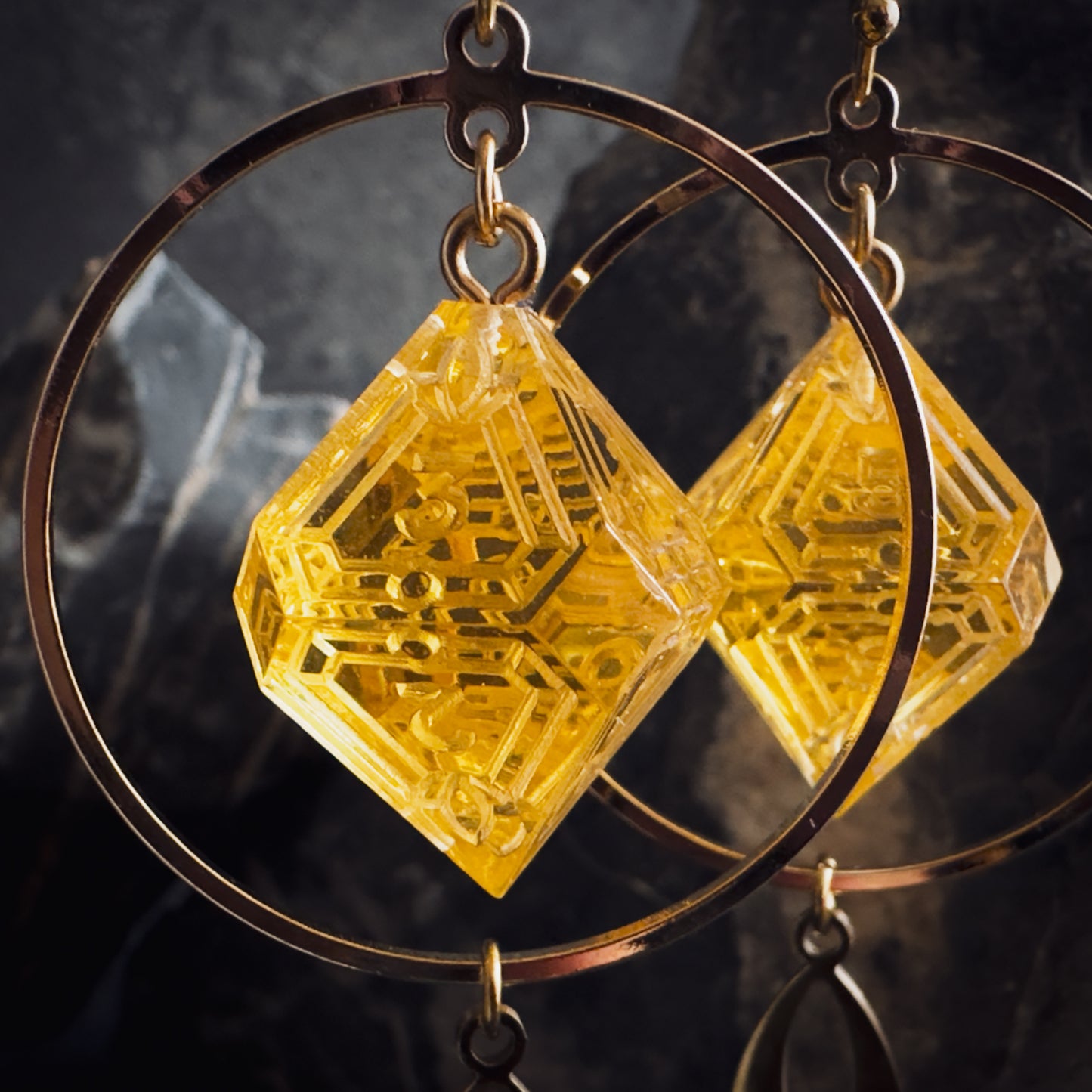 Amber Yellow D8 // Gold Earrings // 01