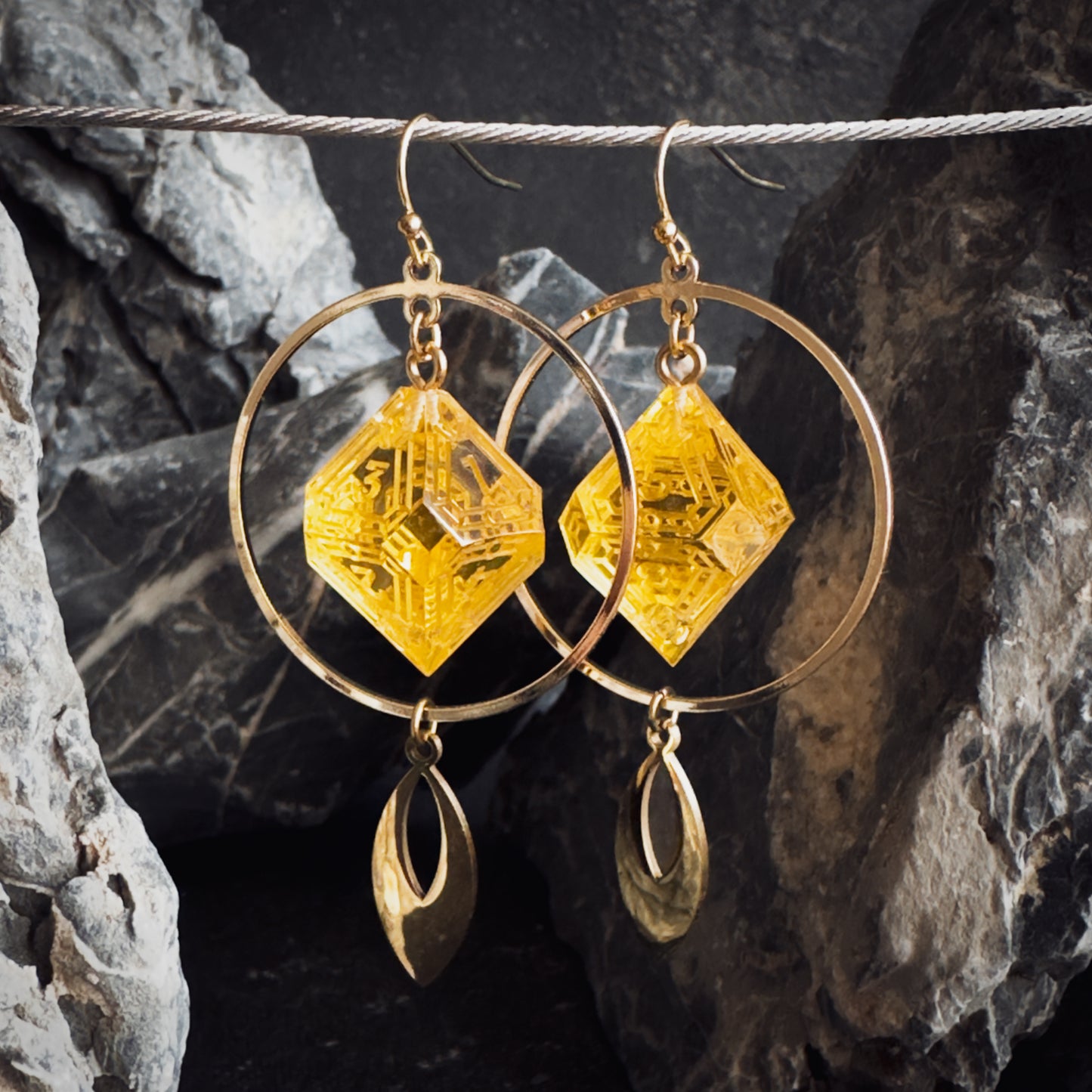 Amber Yellow D8 // Gold Earrings // 01