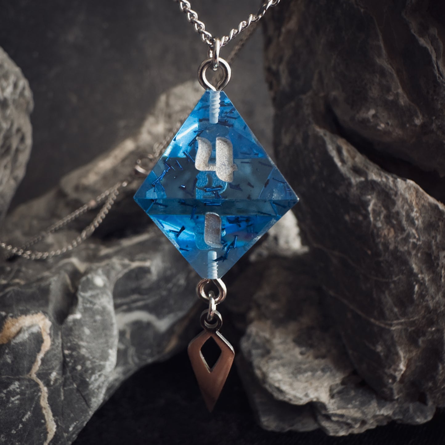 Blue D8 // Silver Decoy Necklace // 01