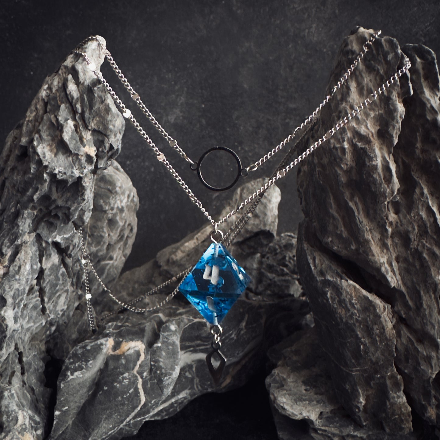 Blue D8 // Silver Decoy Necklace // 01