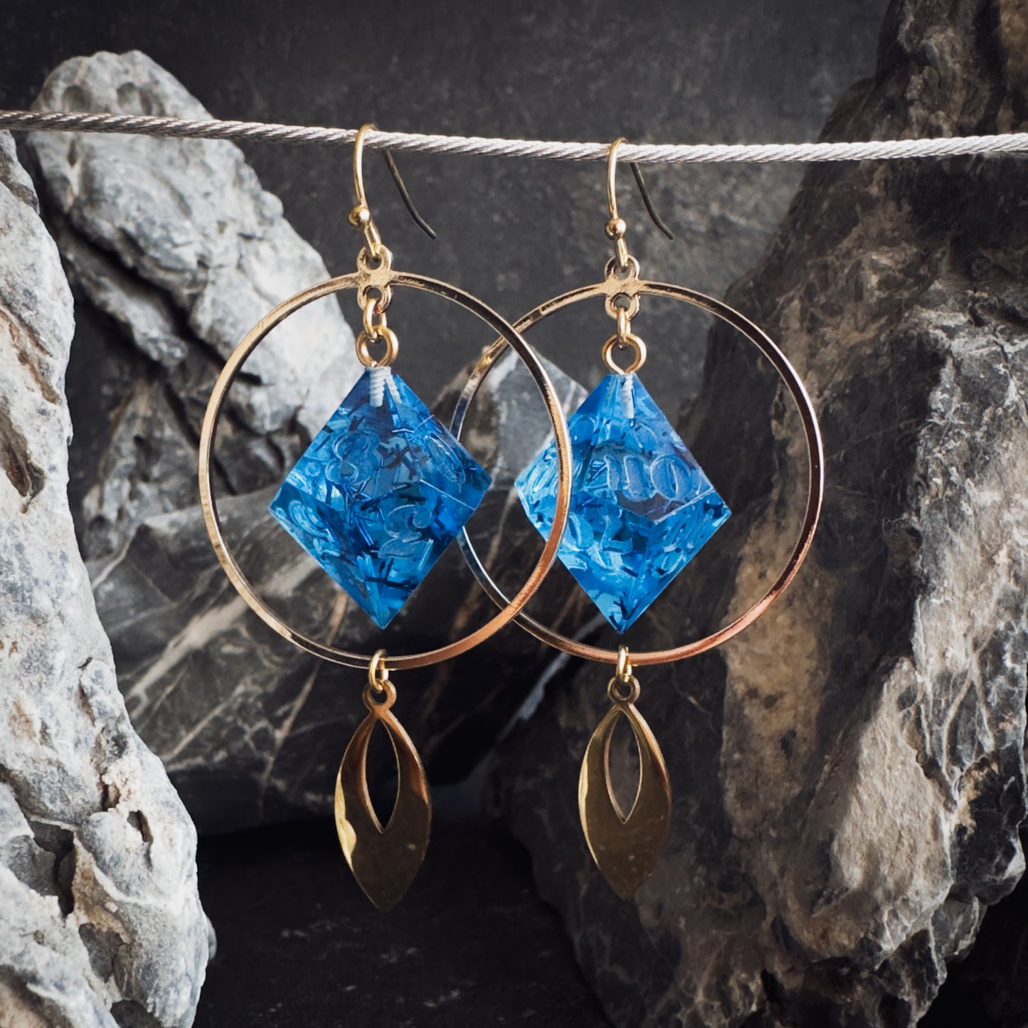 Blue D100 // Gold Earrings // 01