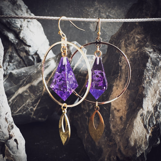 Purple D4 // Gold Earrings // 03