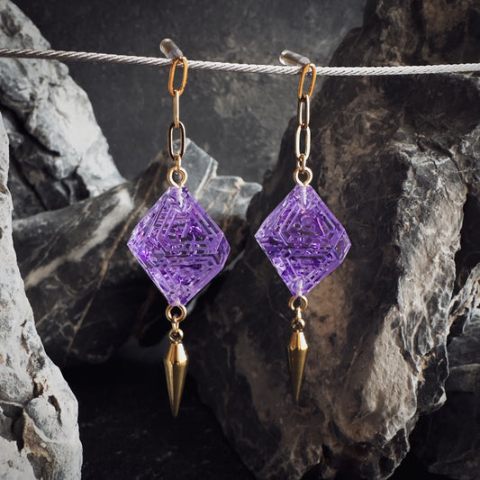 Purple D8 // Gold Earrings // 01