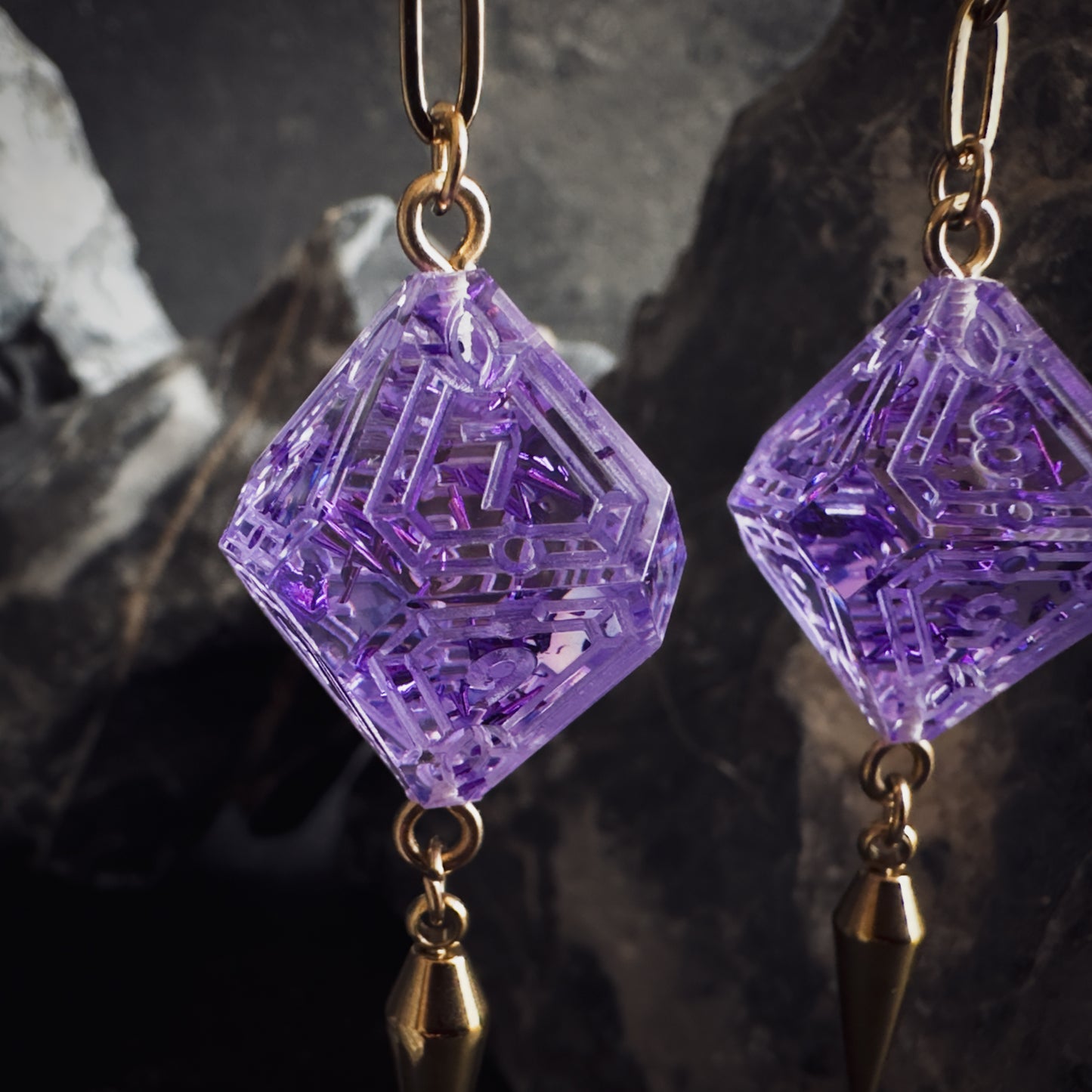 Purple D8 // Gold Earrings // 01