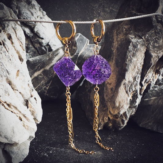 Purple D6 // Gold Earrings // 01