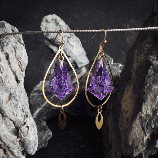 Purple D4 // Gold Earrings // 04