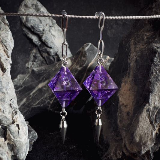 Purple D8 // Silver Earrings // 01