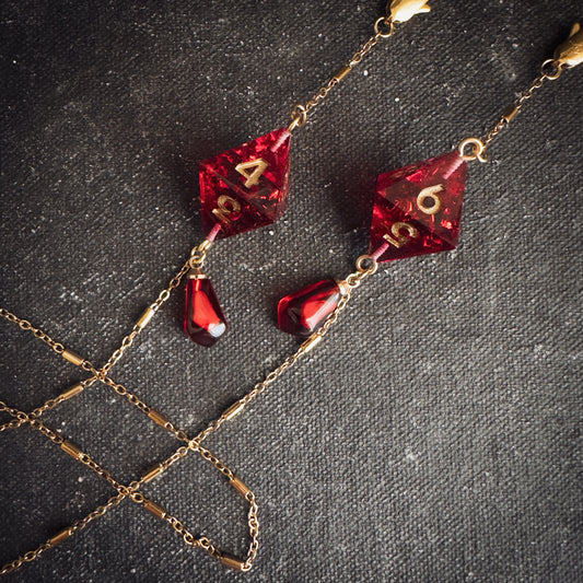 Red D8 // Gold Glasses Chains // 01